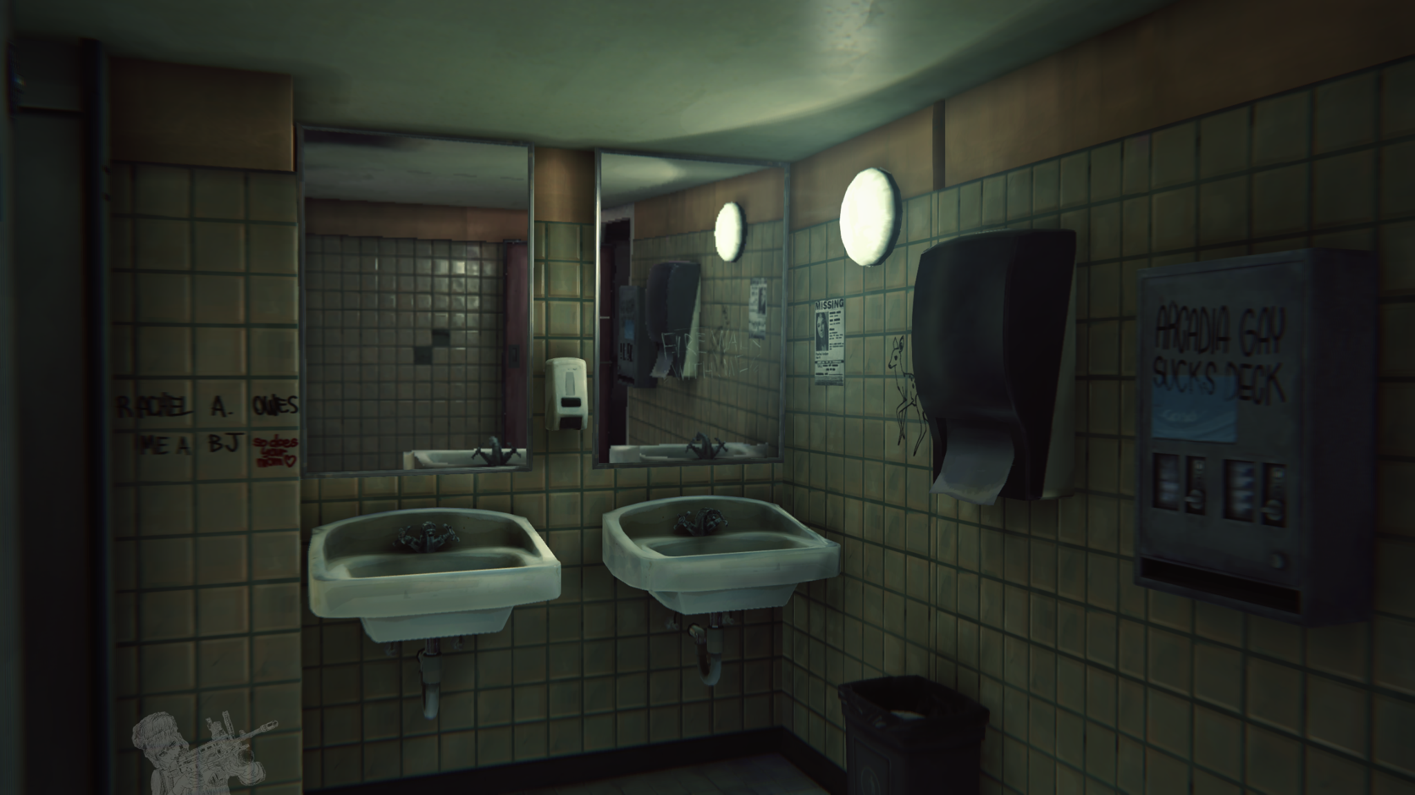 Restroom inside the Two Whales Diner